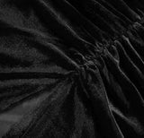 Black Velour Crystal Gloves Split Strapless Dress