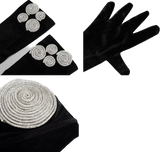 Black Velour Crystal Gloves Split Strapless Dress