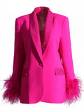 Neon Pink Fur Loose Blazer