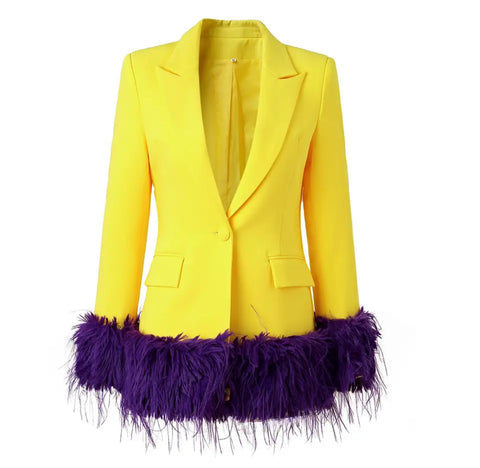 Purple Fur Yellow Blazer