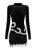 Black Turtleneck Crystal Mini Dress