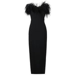 Black Strapless Feathers Dress