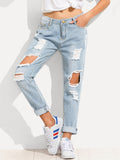 Distressed Irregular Jeans - spiffy-fashion-boutique