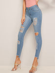 Ripped  Faded Wash Jeggings - spiffy-fashion-boutique
