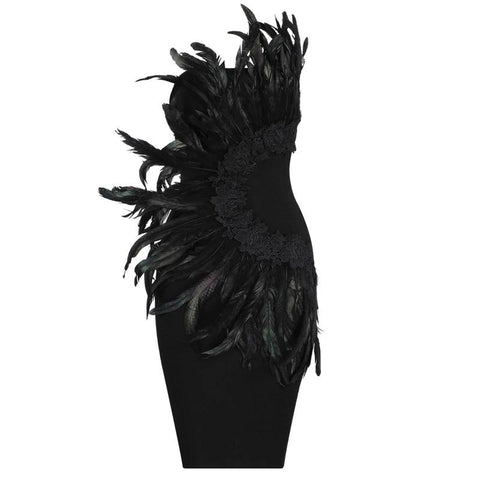 New York Feather Embellished Dress