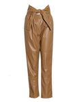 Faux-Leather Bowknot Trousers