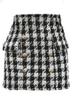 Houndstooth Button Skirt