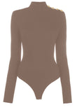 Ribbed Button Bodysuit