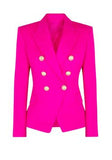 Neon Electric Pink Gold Buttons Blazer