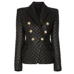 Quilted Leather Button Blazer