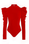 Red Puff Sleeve Bodysuit