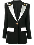 Black + White Collar Button Blazer