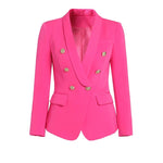 Shawl Collar Gold Buttons Pink Blazer